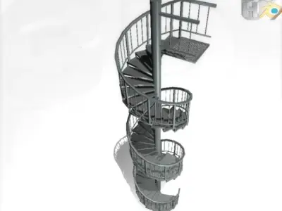 Aluminum spiral staircases Free low-poly 3D model