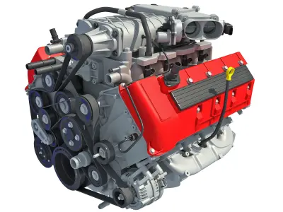 Full and Cutaway V8 Engine 3D model