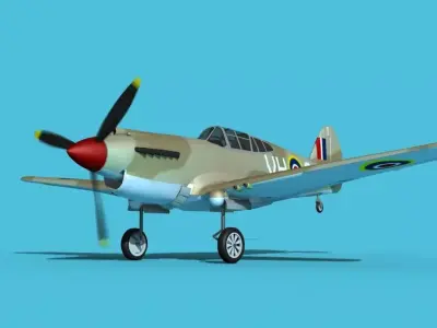 Curtiss P-40B Tomahawk V03 RAF 3D model