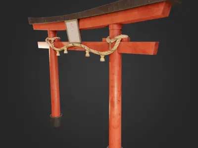 Japanese Gate Red Torii Low poly VR AR Low-poly 3D model