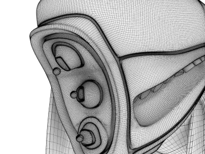 Sci-fi helmet design Low-poly 3D model