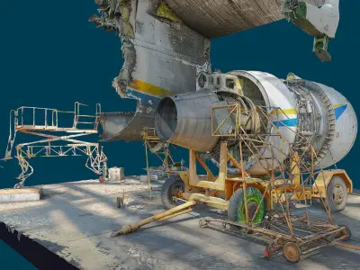 3D model - An-225 Real Mriya destroyed Engine - Ukraine 3D model
