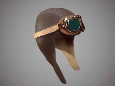 Pilot Retro Hat Low-poly 3D model