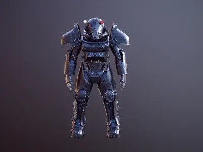 Post Apocalyptic Power Armor Black 3D model purchase