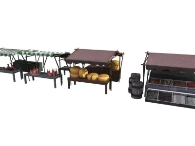 Bazaar stand with bottles 3D model