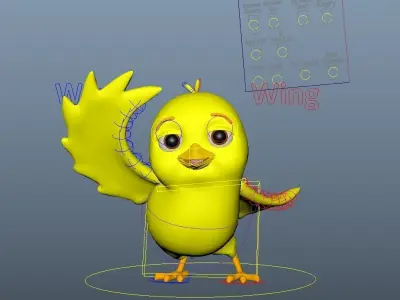 Cartoon Papa Bird Low-poly 3D model