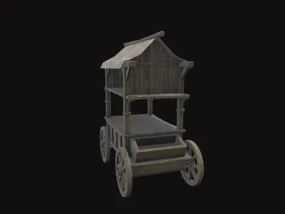 Medieval Cart V10 Low-poly 3D model