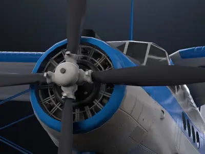 Antonov 2 luftwaffe biplane Low-poly 3D model