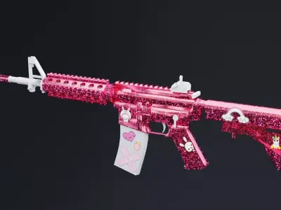 Kawaii M4A4 Rifle Low-poly 3D model