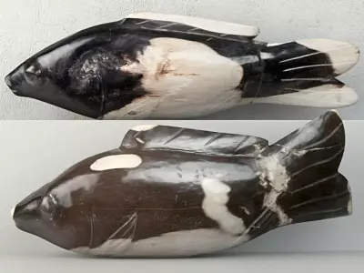 Hand Carved Petrified Wood Koi Fish 4 3D model