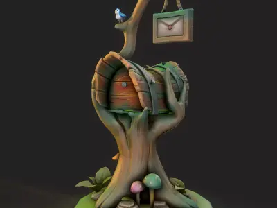 Stylized Mailbox Low-poly 3D model