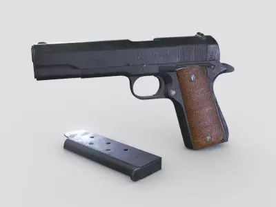 M1911 Pistol Low-poly PBR Free low-poly 3D model