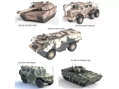 5 Military Vehicles Collection v13 Low-poly 3D model