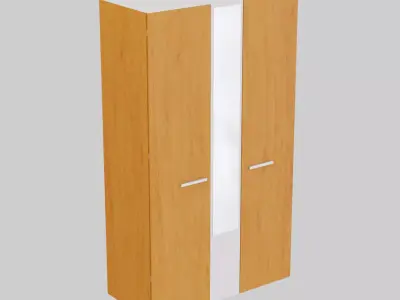 Wooden Wardrobe Free low-poly 3D model