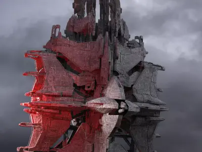 Mars Mining Tower Mega City Tower 3D model