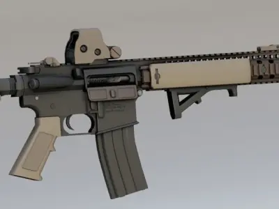 M4 CQBR MK18 with Customize Attachments Low-poly 3D model