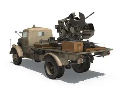 Opel Blitz with 2cm Flak 38 - DAK 3D model