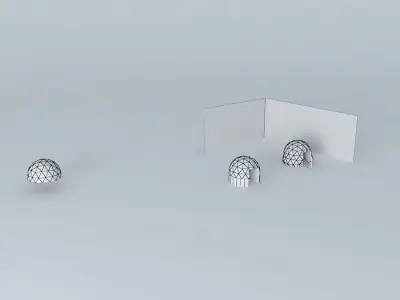 A gate soccer field with two soccer balls and wall 3D model