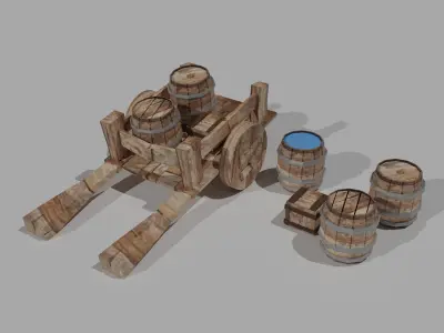 Low Poly Wooden Game assets Low-poly 3D model