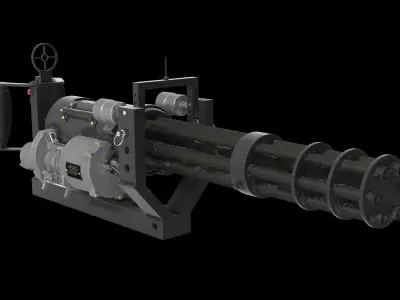 M134 Minigun With Mounting Bracket Dirt Low-poly 3D model