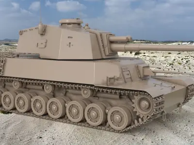 Tank Type 5 Chi-Ri Japan Clay Vray 3D model
