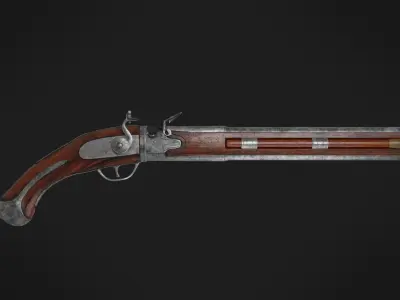 FLINTLOCK WENDER PISTOL LATE 17TH EARLY 18TH C Low-poly 3D model