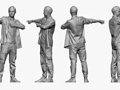 001254 stylish man and palid yellow shirt 3D model