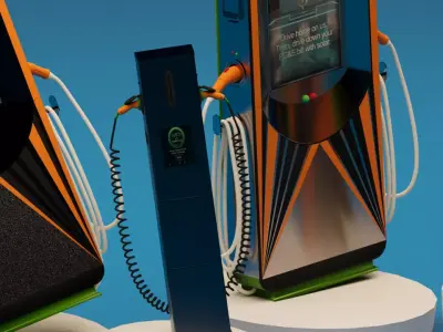 EV Charging Station Collection Set Modern Charging Pack Low-poly 3D model