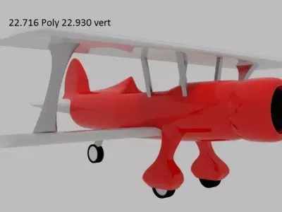 Bi-Plane toy airplane Low-poly 3D model