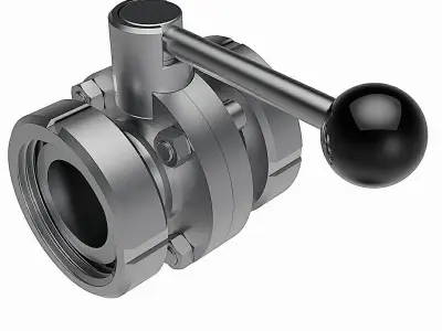 Manual Butterfly Valves - DIN11851 Female Ends - 3D model