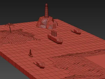 Modular Sea platforms 3d mode Low-poly pack Low-poly 3D model