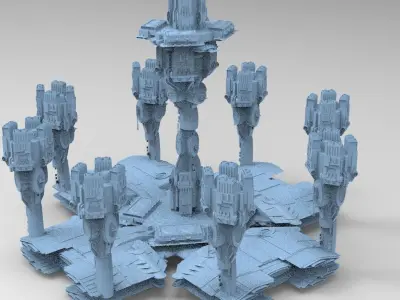 Dark Elven Sci-Fi City 1 Base 3 3D model