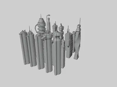 Sci fif buildings Free 3D model