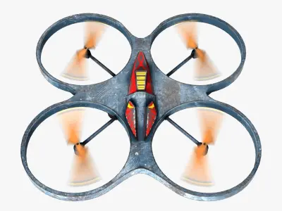 Quadcopter with camera Low-poly 3D model