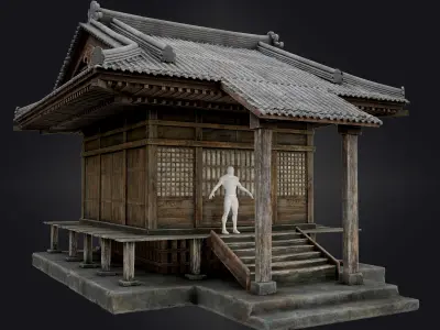 Japanese Shrine Low-poly 3D model