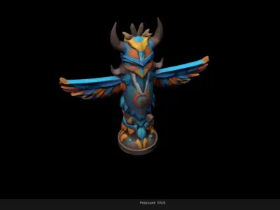 Low Poly Stylized Aztec Totem AI Low-poly 3D model