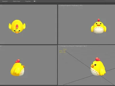 Cartoon chick doll Low-poly 3D model