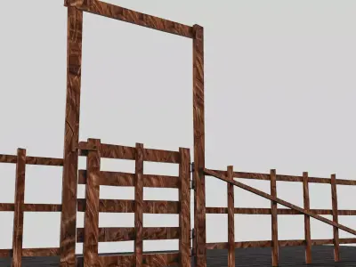 Old Garden Fence Set 3D model