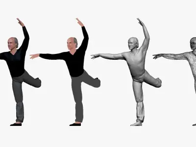 001272 ballet dancer in black top and gray pants 3D model