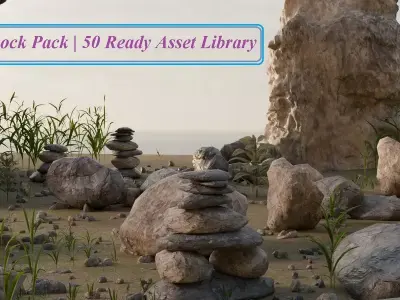 Ultimate Rock Asset Library 50 Unique Realistic Stones Free low-poly 3D model