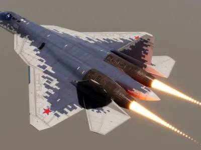 SU-57 fighter medium poly around 20k poly aka faces 3D model