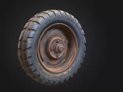 Weathered Wheel Low-poly 3D model