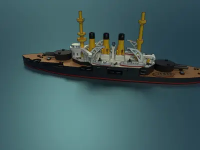 Cartoon Pre-Draednaught Potemkin-Panteleimon Low-poly 3D model