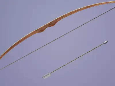 Bow with bamboo backing Low-poly 3D model