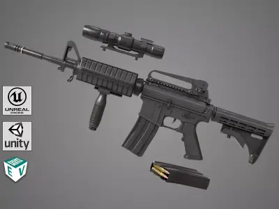 Machine Gun 09 Black All PBR Unity UE Textures Low-poly 3D model