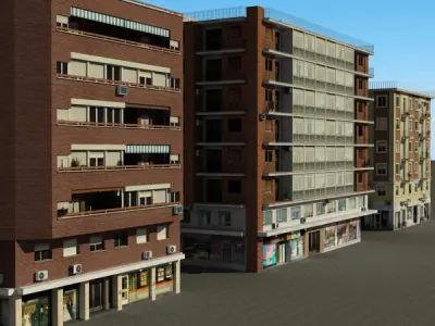 Building Collection 1-4 Low-poly 3D model