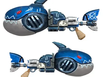 Stylized shark gun Low-poly 3D model