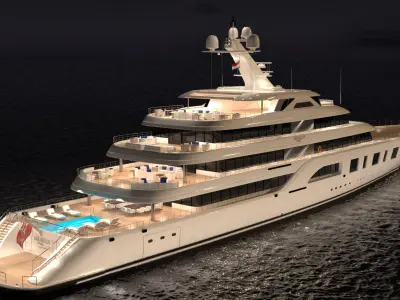 Aqua Yacht Night Scene 3D model