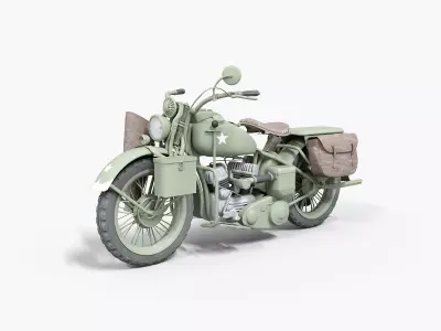 WWII USA MOTORCYCLE Low-poly 3D model