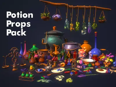 Potion Props Pack Low-poly 3D model